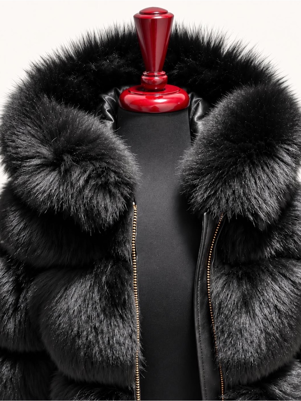 Black Genuine Fox Fur Jacket Hooded Zip Up Luxury Winter Coat Women - Picture 4 of 6